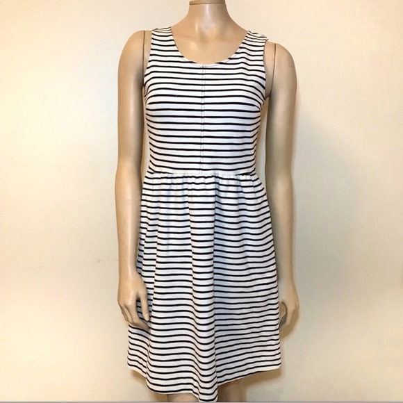 j crew navy and white striped dress